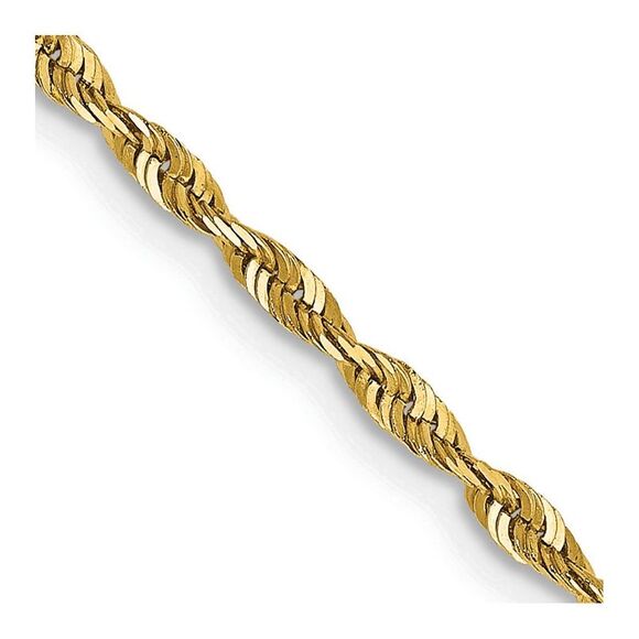14k Yellow Gold 22 inch 2mm Extra Light Diamond-cut Rope Lobster Clasp Chain